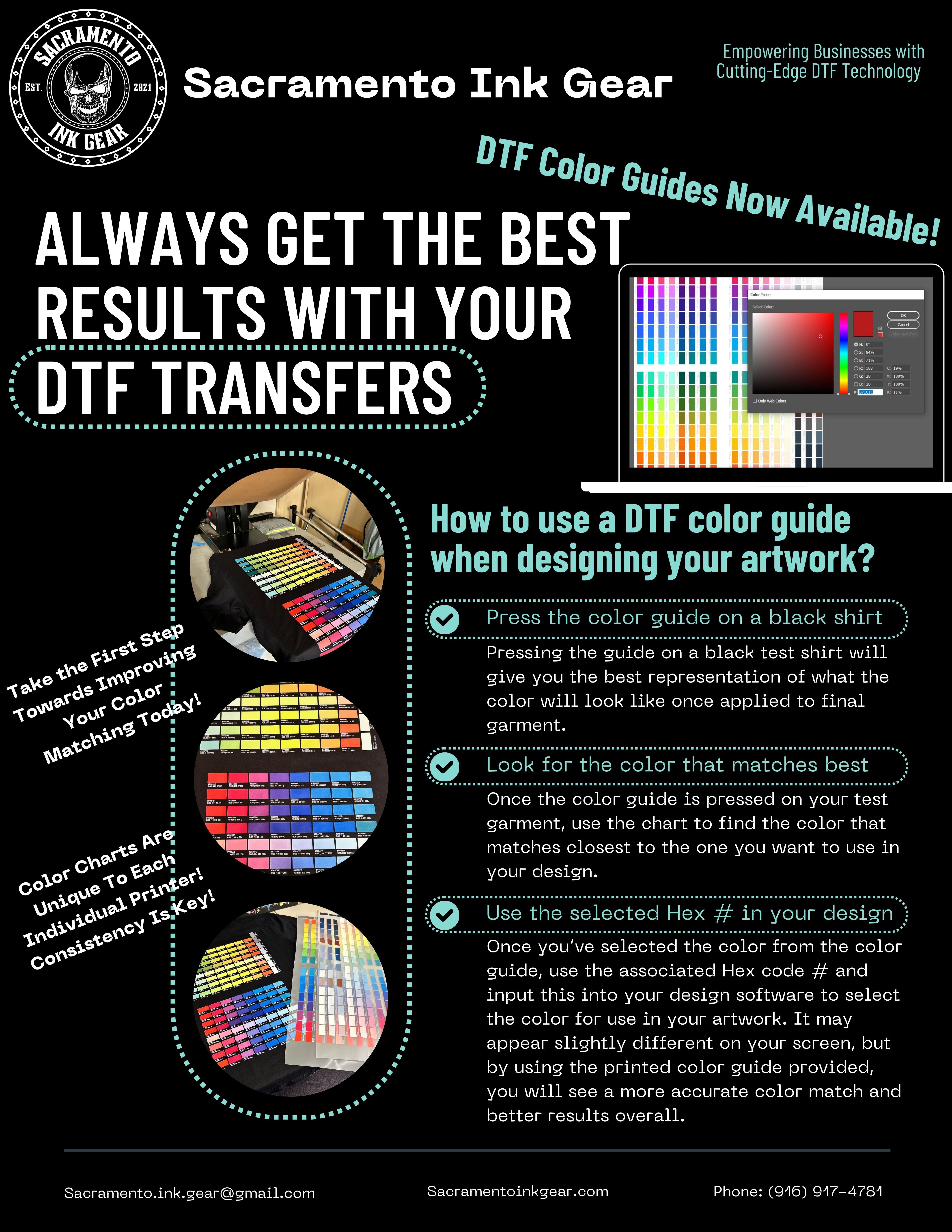 Table Transference Color RGB DTF Transfer Color Guide – Sacramento Ink Gear